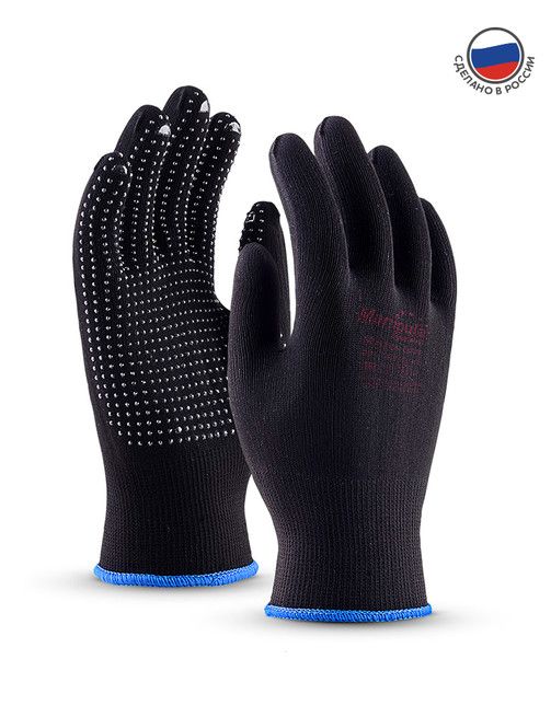Перчатки Микрон БЛЭК нейлоновые с ПВХ (TNG-28)